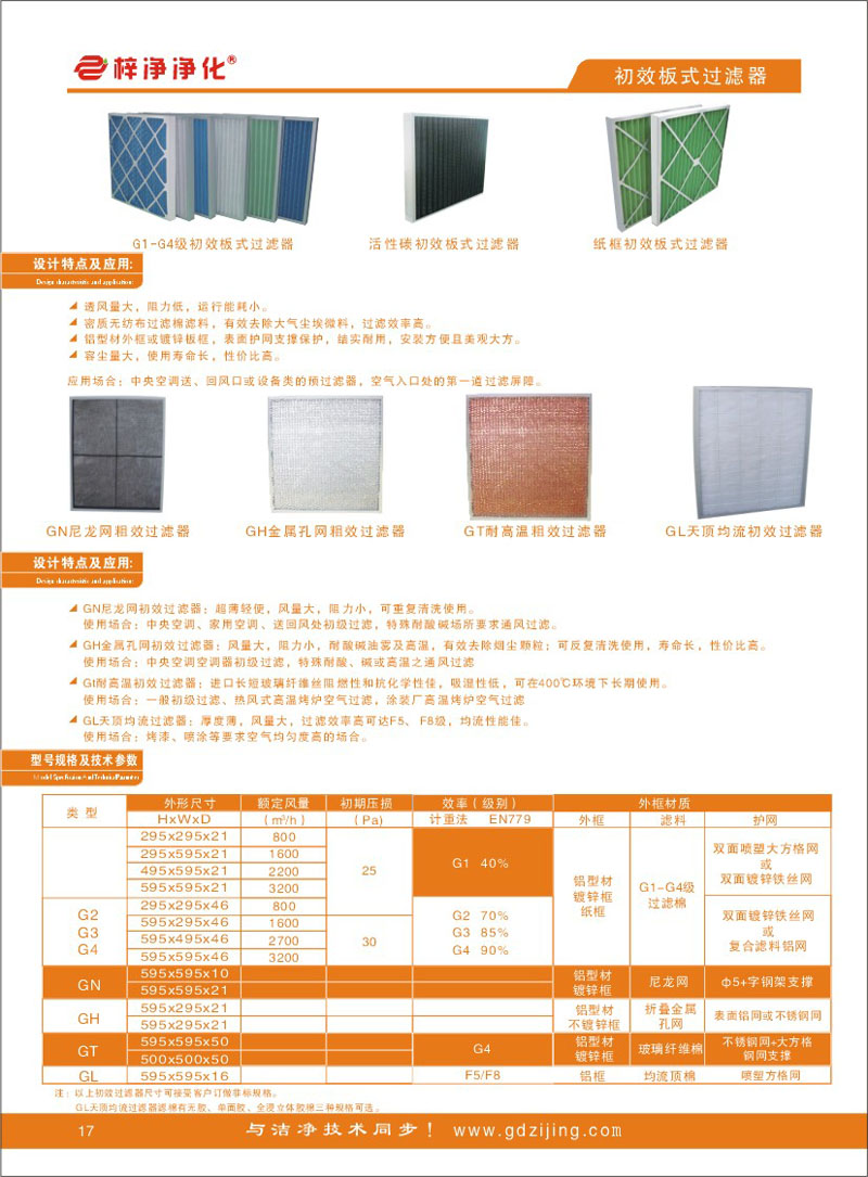 初效板式空調(diào)過(guò)濾器型號(hào)規(guī)格尺寸